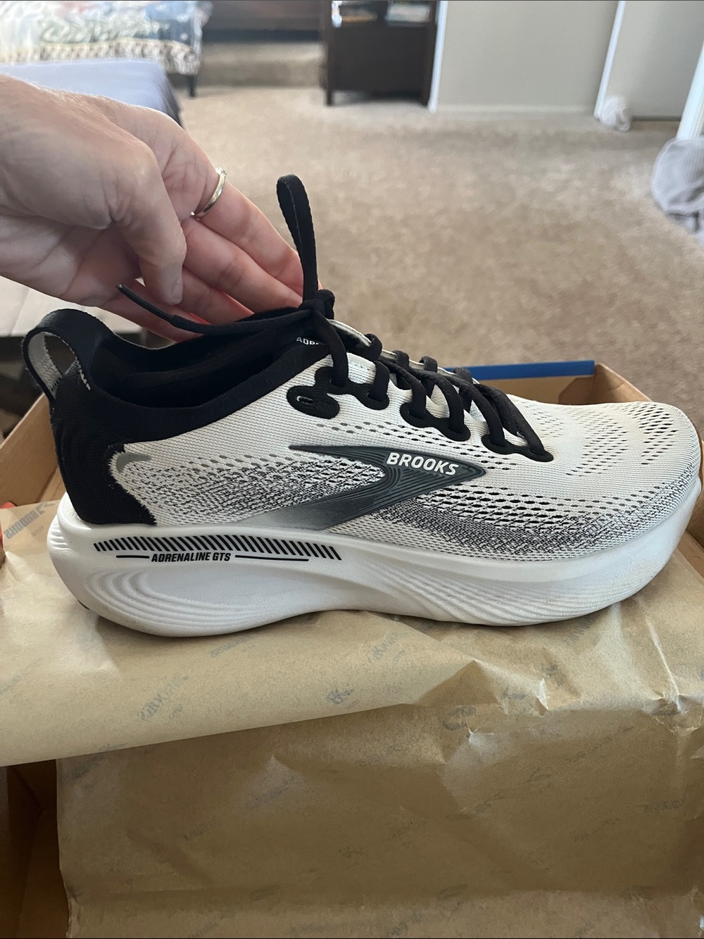 Brooks Women's White and Black Adrenaline GTS Running Shoe